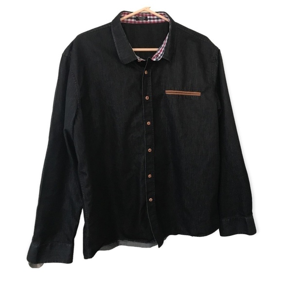 Coof Andy charcoal black button down long sleeve shirt - Picture 1 of 11